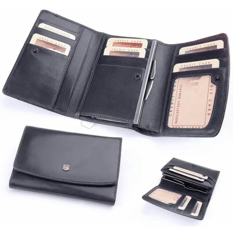 Гаманець жіночий шкіряний Stefania Чорний (018D-DF-62)