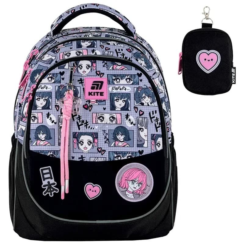 Шкільний рюкзак Kite Education 700 Anime Girl 18л Чорний з сірим (K25-700M-1)