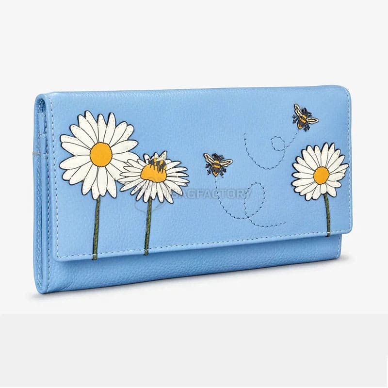 Жіночий шкіряний гаманець Yoshi Y1030 Hodson Bee Happy Blue (Y1030 BEE 21)