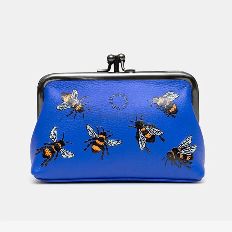 Жіночий шкіряний гаманець з ретро-застібкою Yoshi Y1328 Bee Happy Blue (Y1328 BEES 37)