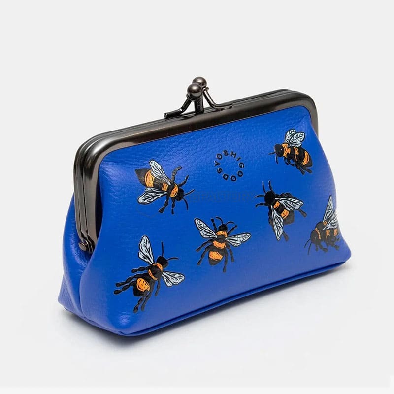 Жіночий шкіряний гаманець з ретро-застібкою Yoshi Y1328 Bee Happy Blue (Y1328 BEES 37)