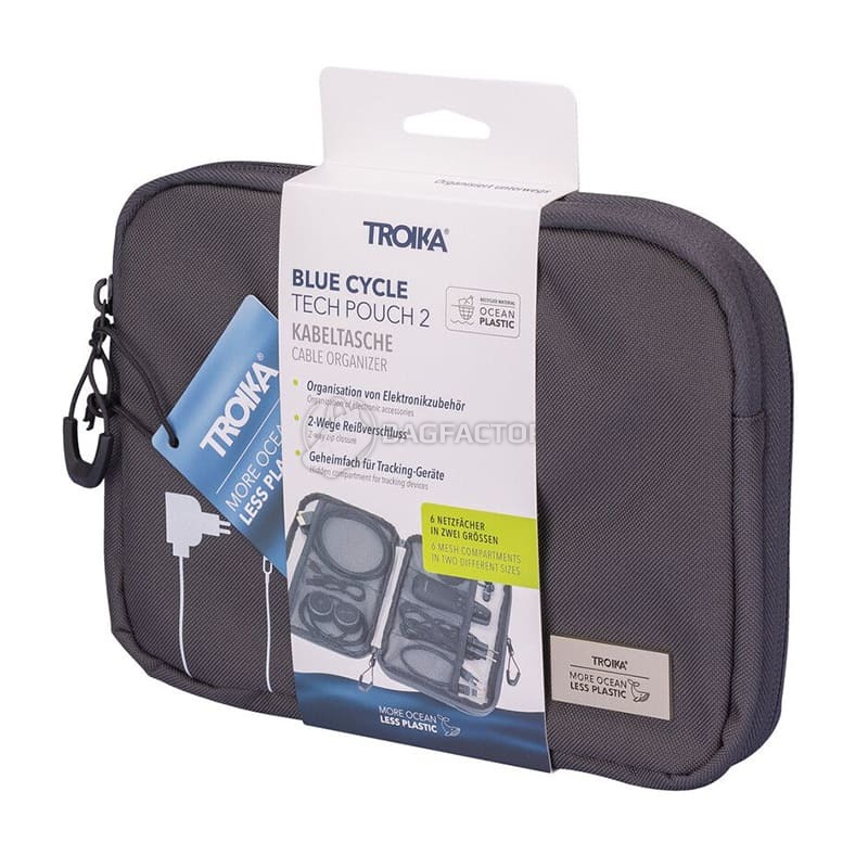 Органайзер для кабелів Troika Blue Cycle Tech Pouch 2 сірий (BCO64/GY)
